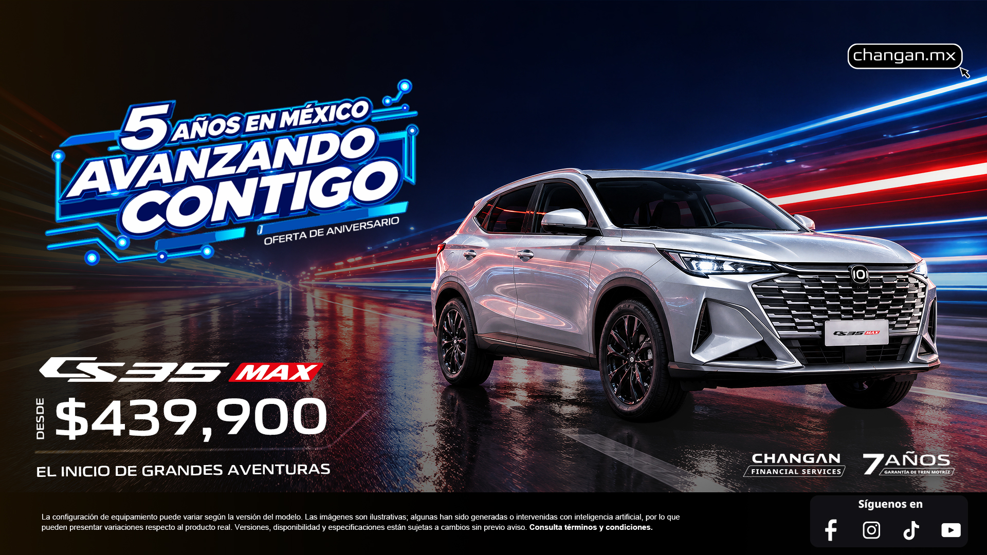CS35 MAX · Campaña oficial CHANGAN · Desde $439,900 MXN*