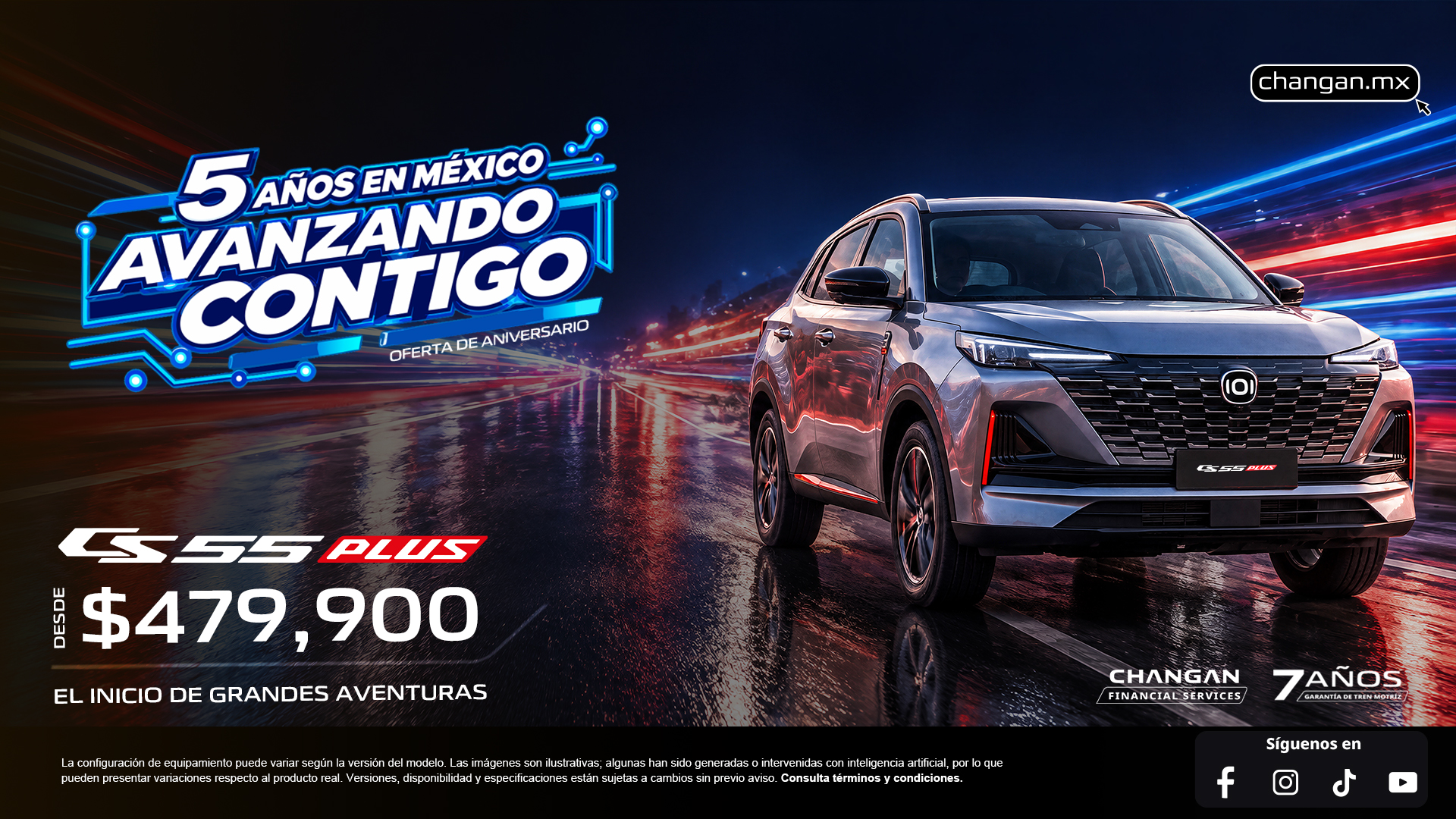 CS55 PLUS · Campaña oficial CHANGAN · Desde $479,900 MXN*