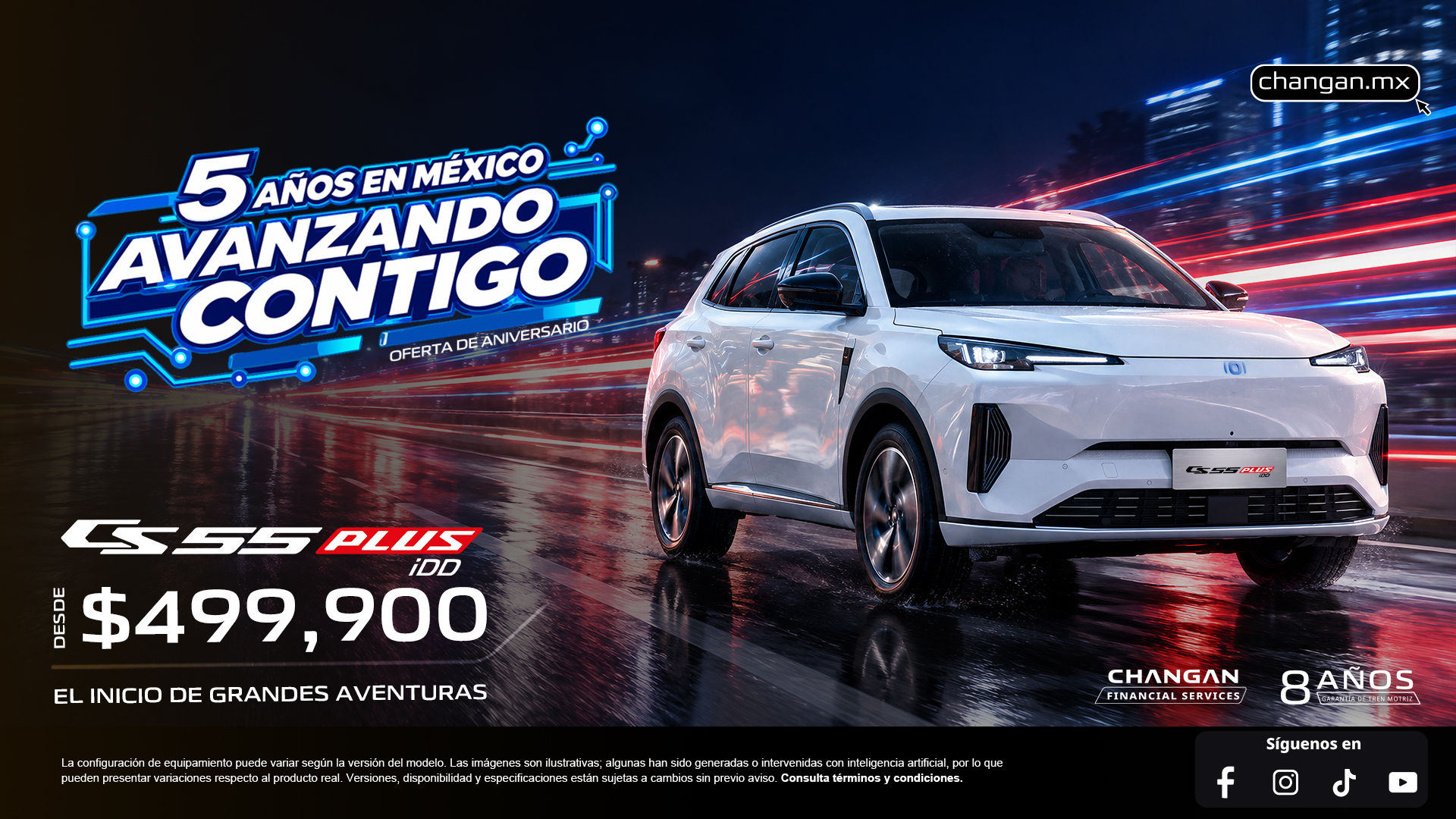 CS55 PLUS iDD · Campaña oficial CHANGAN · Desde $499,900 MXN*